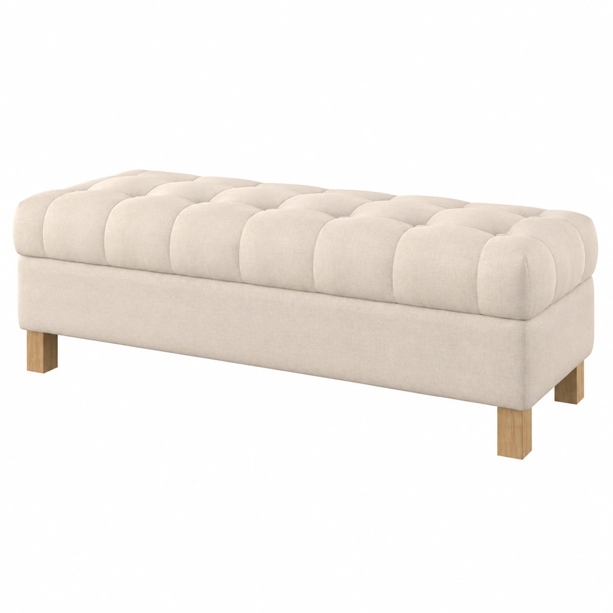 Gepolsterte Sitzbank mit Stauraum, Wasserabweisender Bezug, 140 cm, Softi Beige
