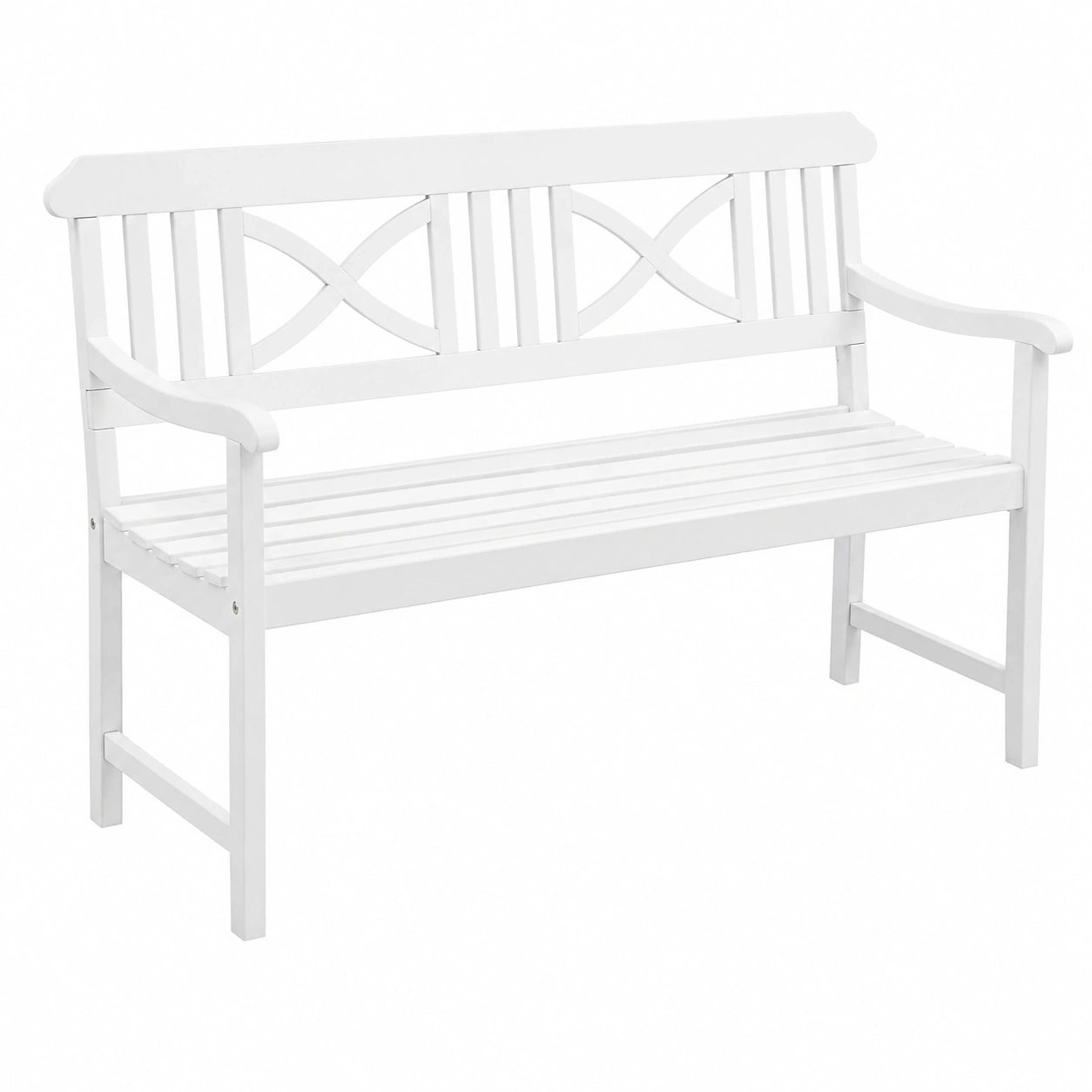 OUTLIV. Gartenbank aus Akazienholz, Wetterfest, für 2 Personen, Robuste Konstruktion, Outdoor geeignet, 128x61x88 cm, Weiß