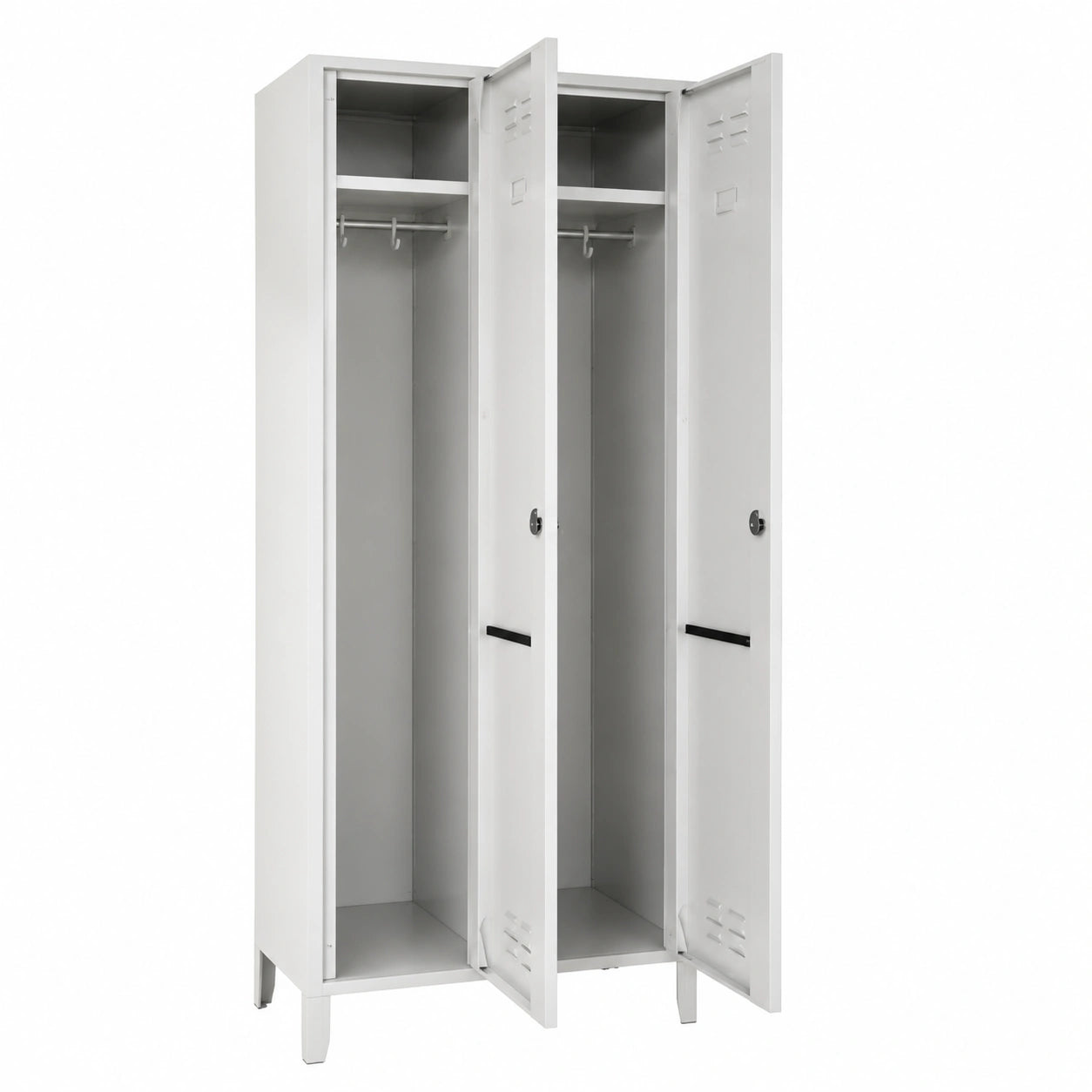 Robuster Metallspind mit 2 Fächern, 34 cm tief, ideal für Umkleideräume
