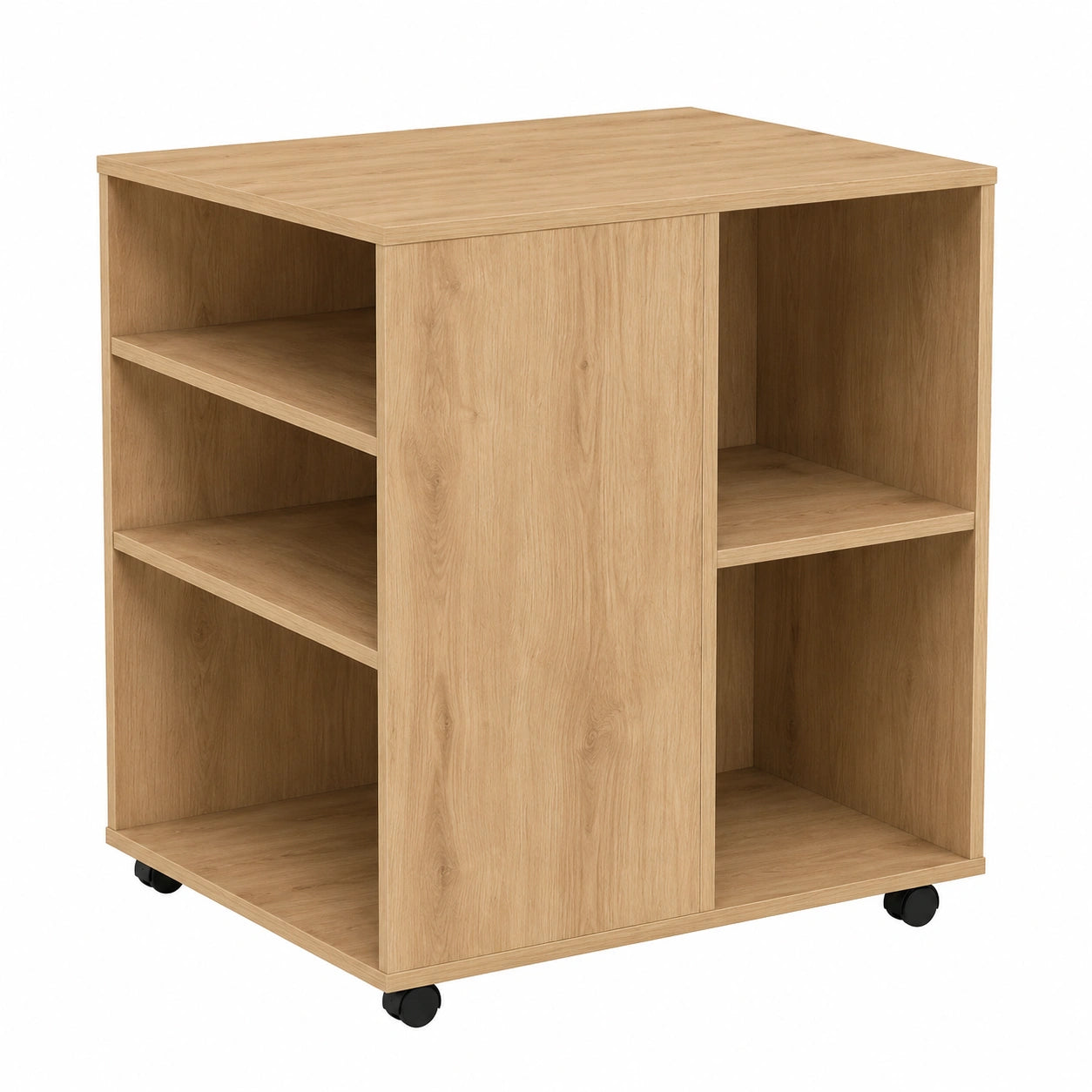 Mobiler Büroschrank aus Holzwerkstoff, Artisan-Eiche, 60x53x72 cm, mit 4 Rollen, ideal für Büro und Home Office