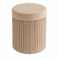 Zedelmaier Runder Samt-Hocker mit Stauraum, Sitzhocker in Beige, 38x36 cm, 36L