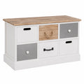 CARO-Möbel Sitzbank Salva mit 6 Schubladen, vielseitige Flurbank, Schuhaufbewahrung, weiße Vintage-Sitztruhe im Shabby-Chic-Stil