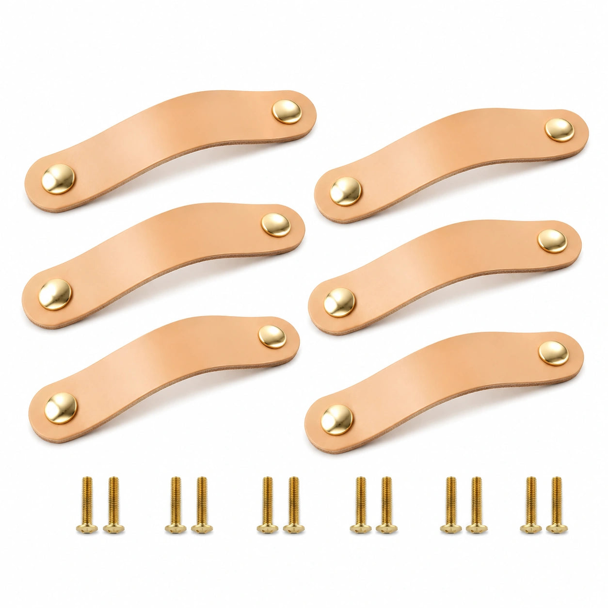 Set aus 6 Lederschrankgriffen mit Schrauben, 128mm Möbelgriffe, Knöpfe für Schubladen und Türen