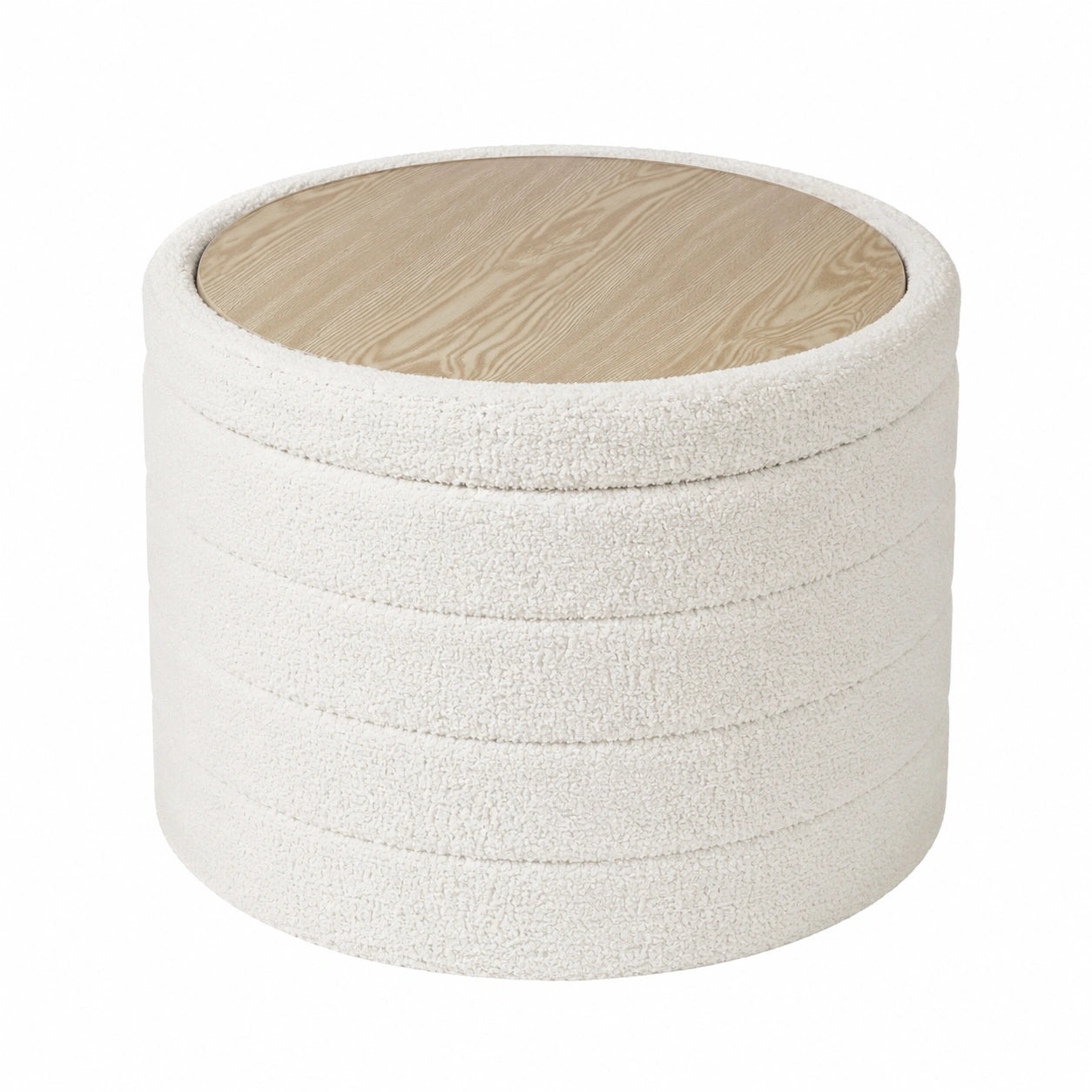 Vielseitiger PINPLUS Stauraum-Hocker rund, faltbar mit Deckel in Weiß, Ø56x40 cm
