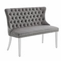 Shenyon Chesterfield Esszimmerbank mit Rückenlehne, graue Polsterung und silberne Edelstahlbeine