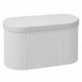 Faltbare WOLTU Samt-Sitzbank mit Stauraum, Hellgrau, 76x38x38 cm