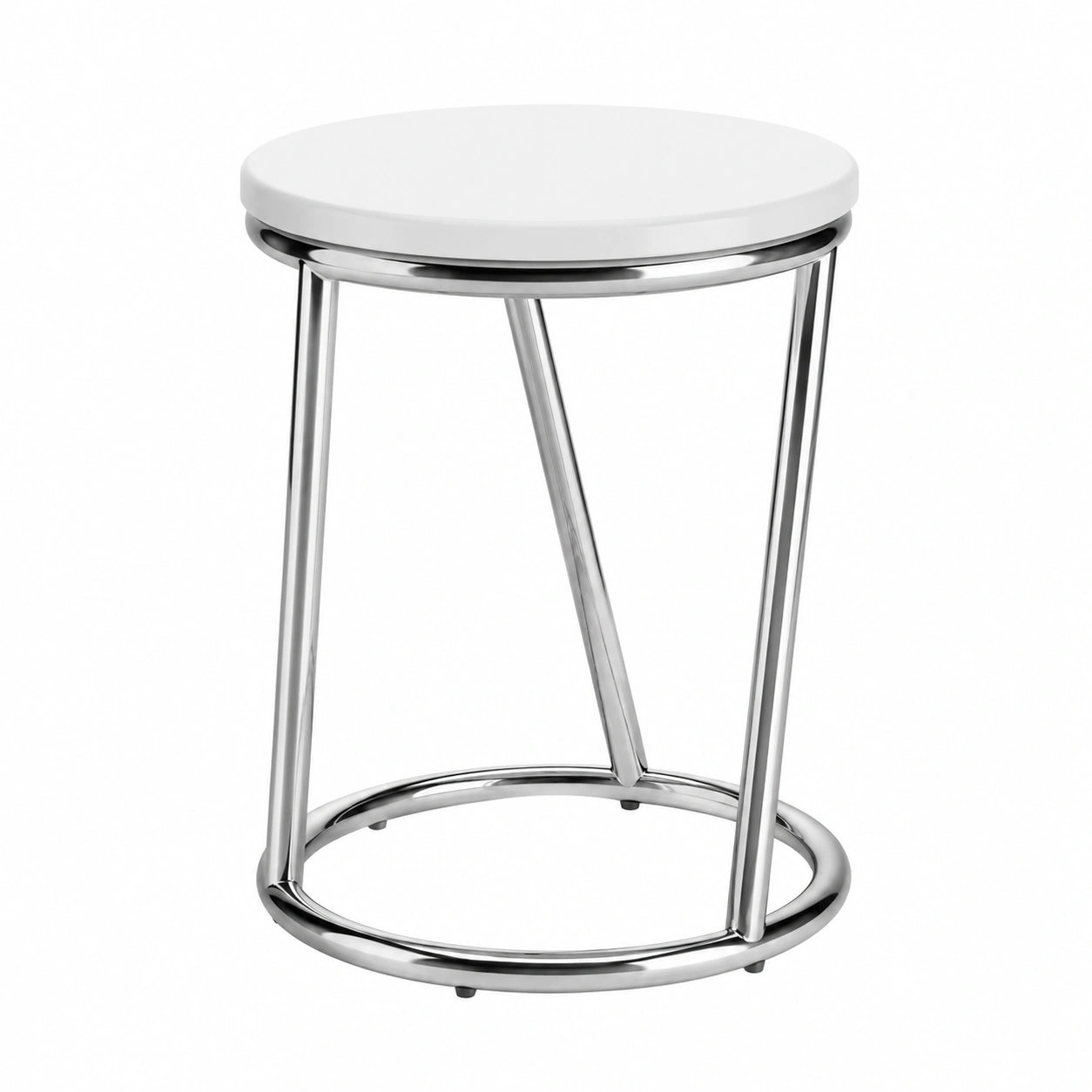 Moderner Chrom-Badhocker Salina mit weißem Sitz