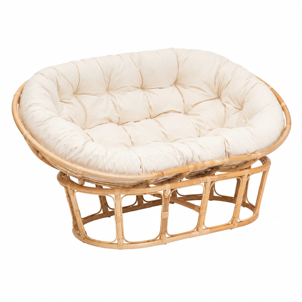 Atmosphera - Doppelsitzer Bank aus Rattan - Weißes Naturholz Design