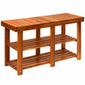 Casaria® Akazienholz Schuhbank 87x45x30 cm, 3 Ebenen, Belastbar bis 160 kg, Massivholz Sitzbank für Flur & Bad, Braun