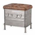 Industrie Stil Hocker aus Metall und Kunstleder, Maße: 51 x 48 x 34 cm