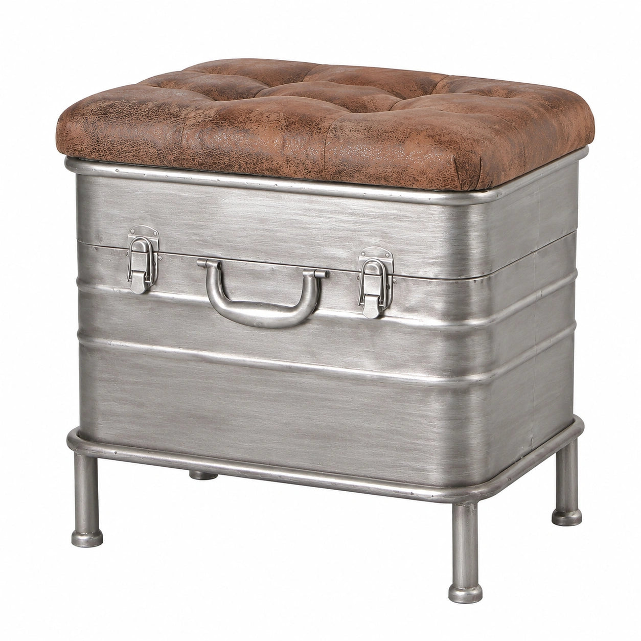 Industrie Stil Hocker aus Metall und Kunstleder, Maße: 51 x 48 x 34 cm