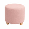 Ottomanischer Aufbewahrungshocker mit Holzbeinen - Rund, Blush Pink