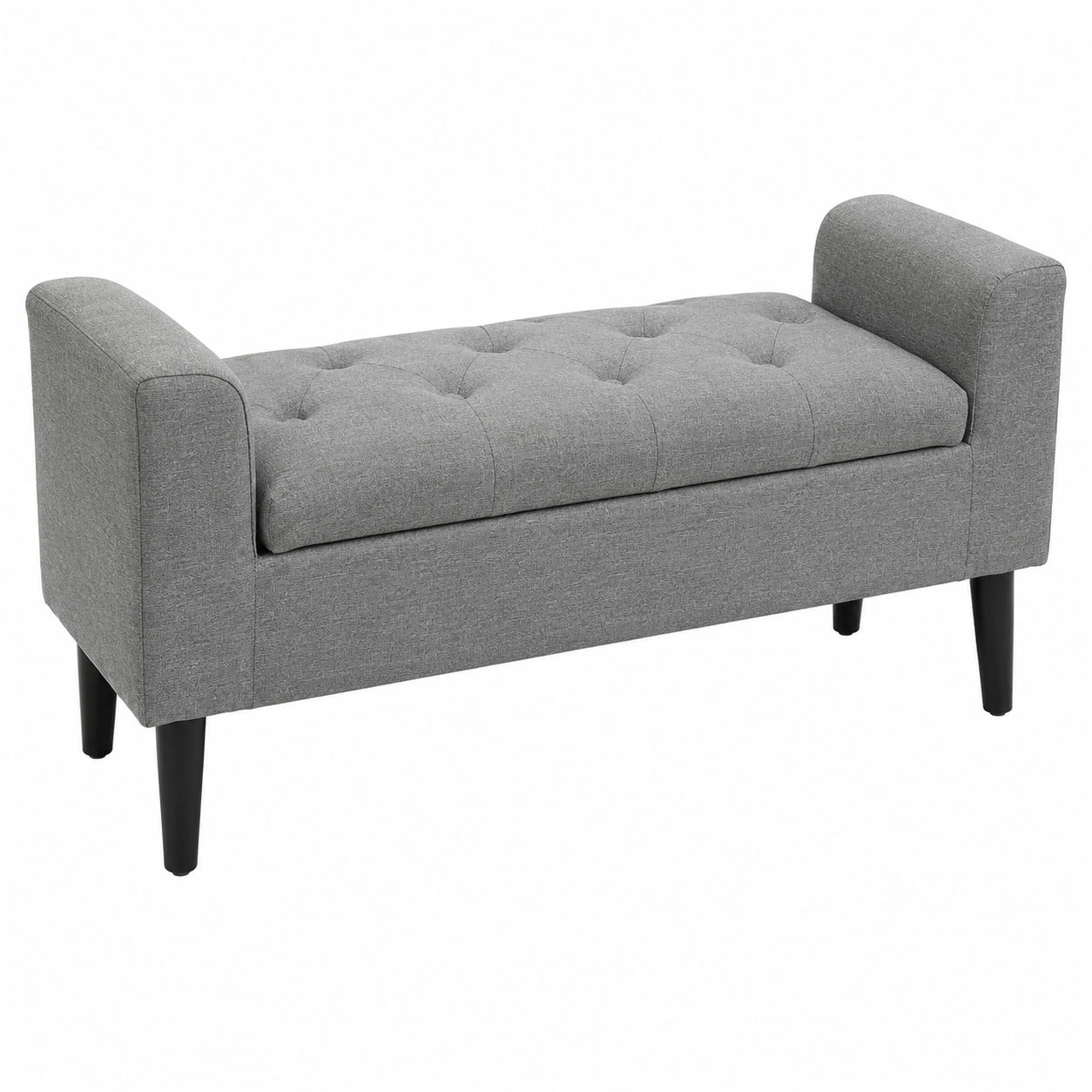 HOMCOM Polsterbank mit Stauraum, Leinenoptik, stabile Holzbeine, bis 130 kg, für Wohn-, Schlaf- & Flurbereich, 116x44x58 cm, Hellgrau