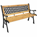 Wetterfeste Gartenbank mit Holz und Gusseisen, 127 cm, Braun