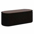 PINPLUS Ovaler Polsterhocker mit Stauraum, Bouclé Stoff, Klappdesign, für Schlaf- und Wohnzimmer, Schwarz, 110x38x38 cm