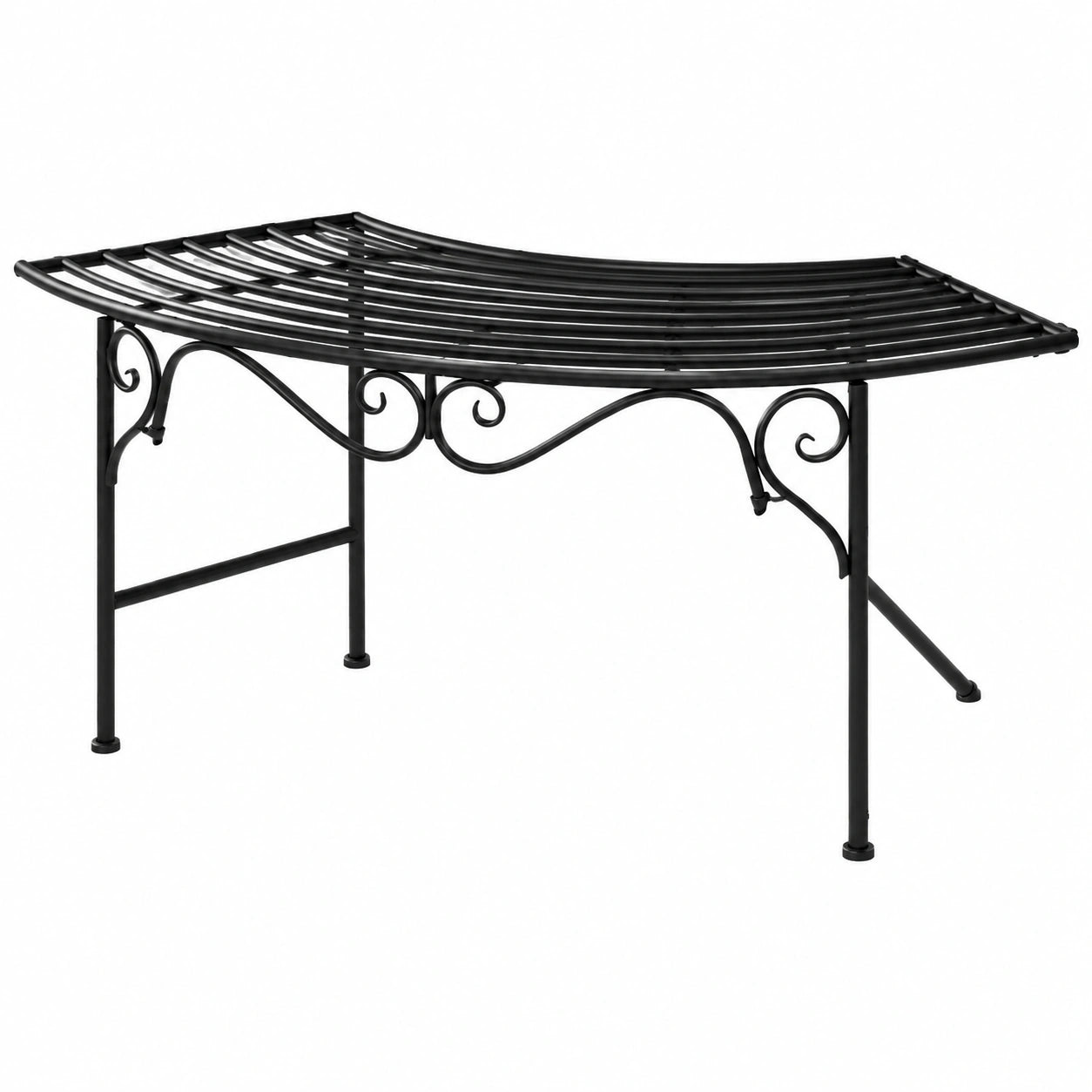 Runde Gartenbank aus Stahl, Schwarz 113 cm, Wetterfest und Stilvoll