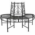Halbrunde Gartenbank aus Metall in Rostoptik, wetterfest, 124x63x82 cm