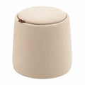 HOMCOM Runde Samt-Ottomane mit Stauraum und Abnehmbarem Deckel, Beige Fußhocker für Wohnzimmer und Schlafzimmer, Ø44 cm