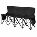 VEVOR Klappbare Campingbank für 4 Personen mit Rückenlehne, Seitentaschen und Tragetasche, Ideal für Sport und Outdoor-Aktivitäten, Schwarz