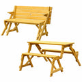 Multifunktionale Picknickbank aus Massivholz für 4 Personen, Natur