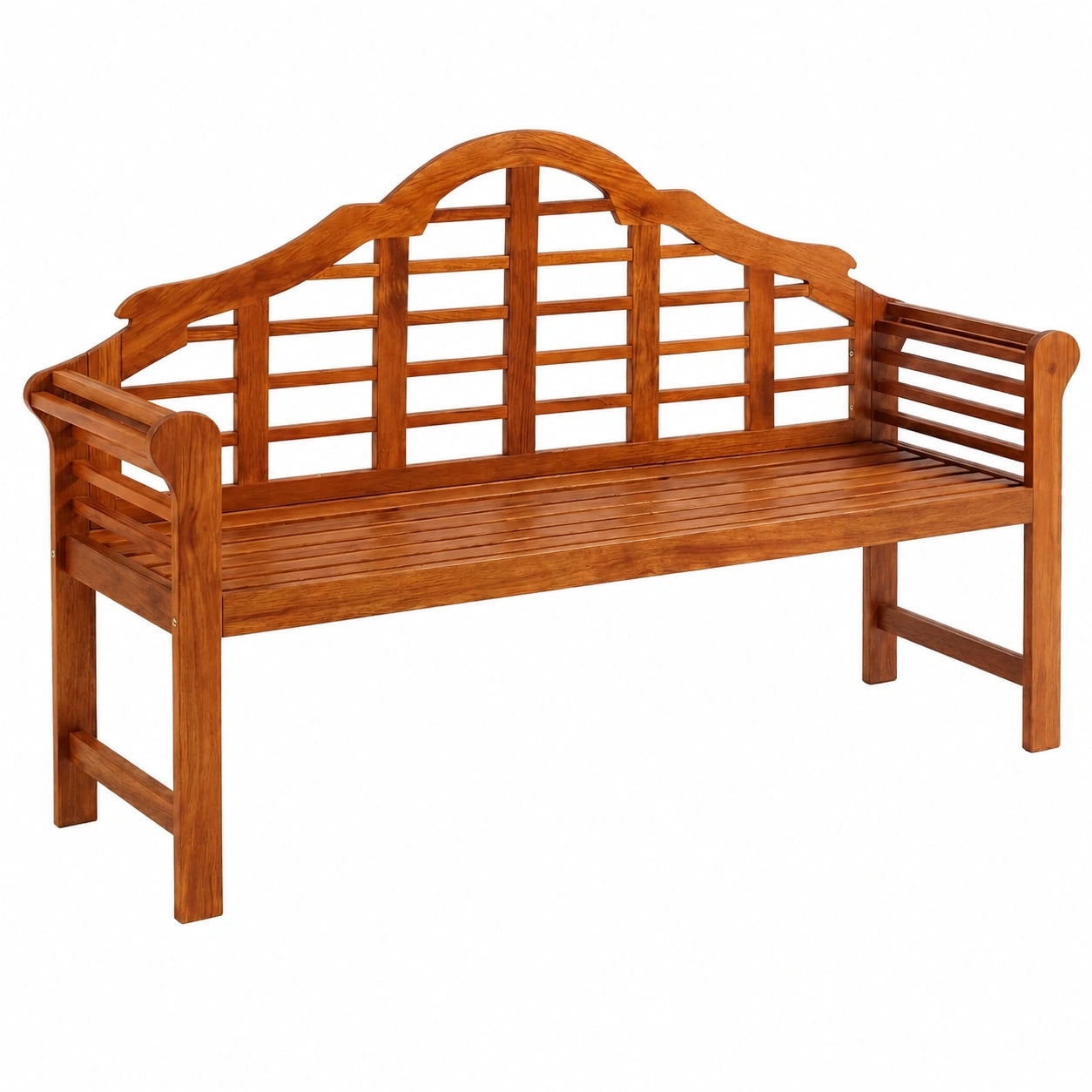 Holzbank für Garten, wetterfest, FSC-zertifiziert, 2-Sitzer, bis 320kg belastbar, Eukalyptus, 135x56cm, mit Arm- und Rückenlehne