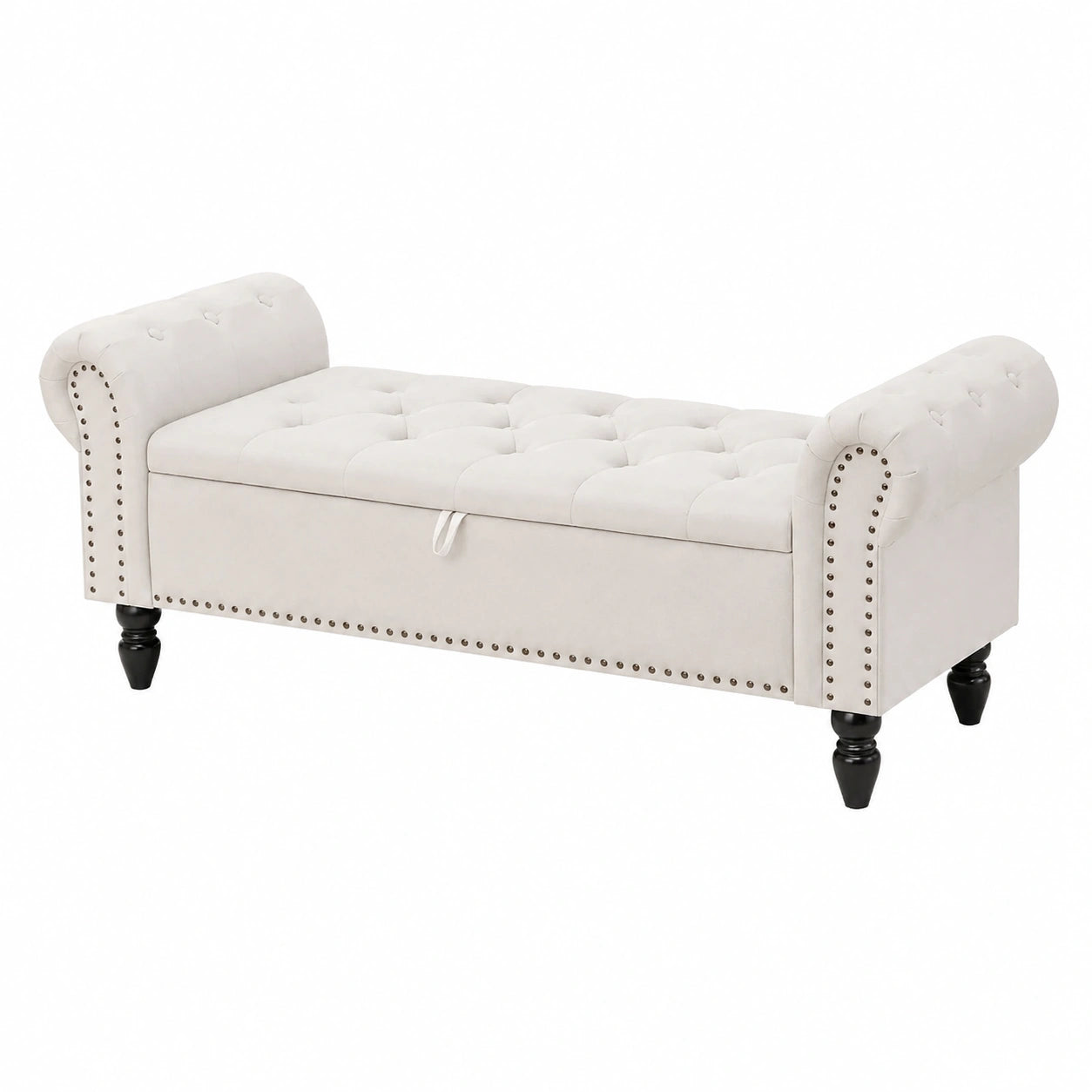 Elegante Weiße Sitzbank mit Stauraum, Klappmechanismus und Stabilen Holzbeinen, Tragkraft bis 168kg – Ideal für Wohnzimmer, Schlafzimmer und Flur