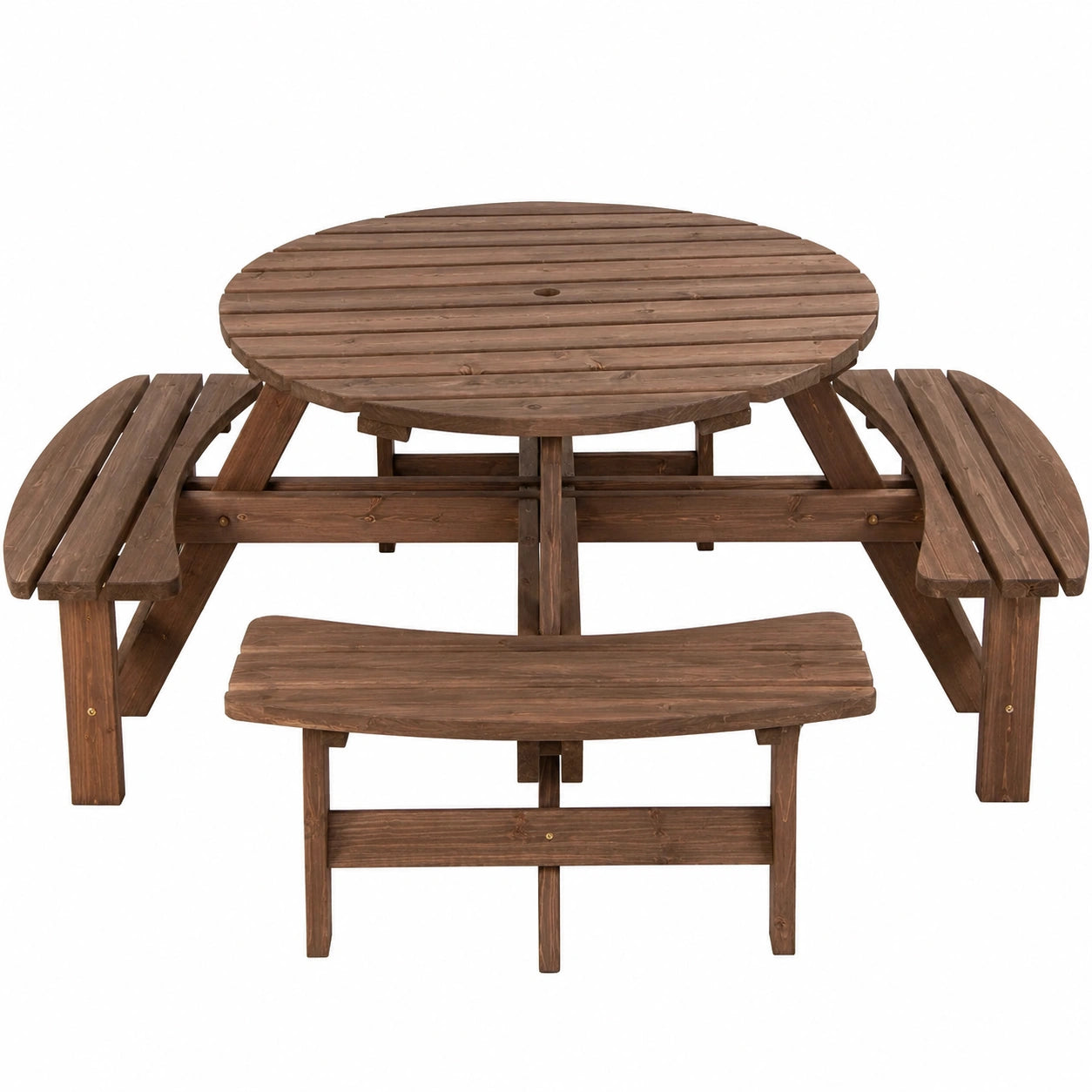 Gartenset aus Holz für 8 Personen mit Tisch und Schirmloch, inklusive 4 Bänken