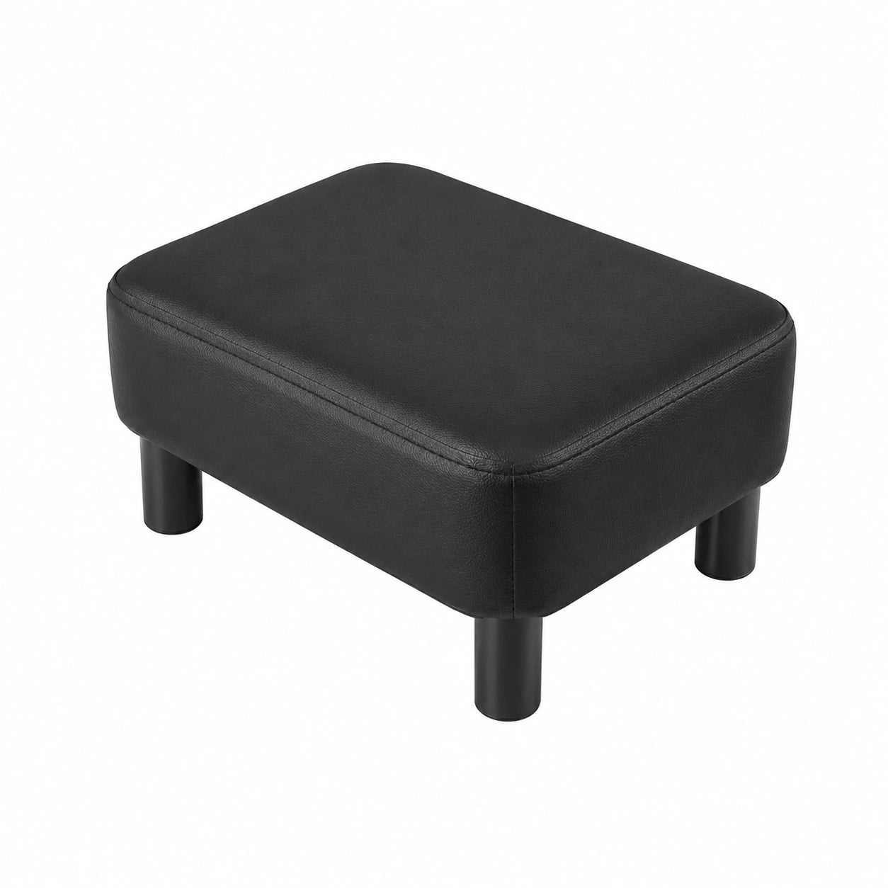 YMYNY Rechteckiger Sitzhocker mit Holzbeinen, PU-Leder, 42x29x23 cm, kompakt, stabil und wasserdicht, ideal für Zuhause und Büro, Schwarz