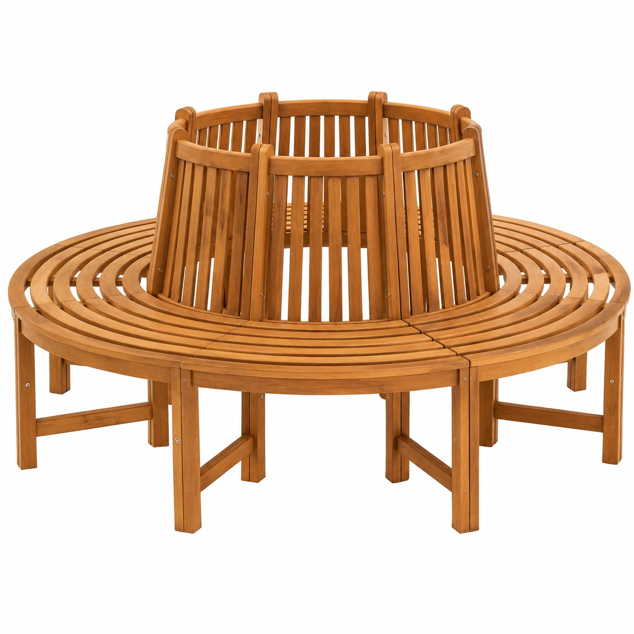 Runde Teakholz-Baumbank mit Rückenlehne - 8 Sitzplätze, 200 cm
