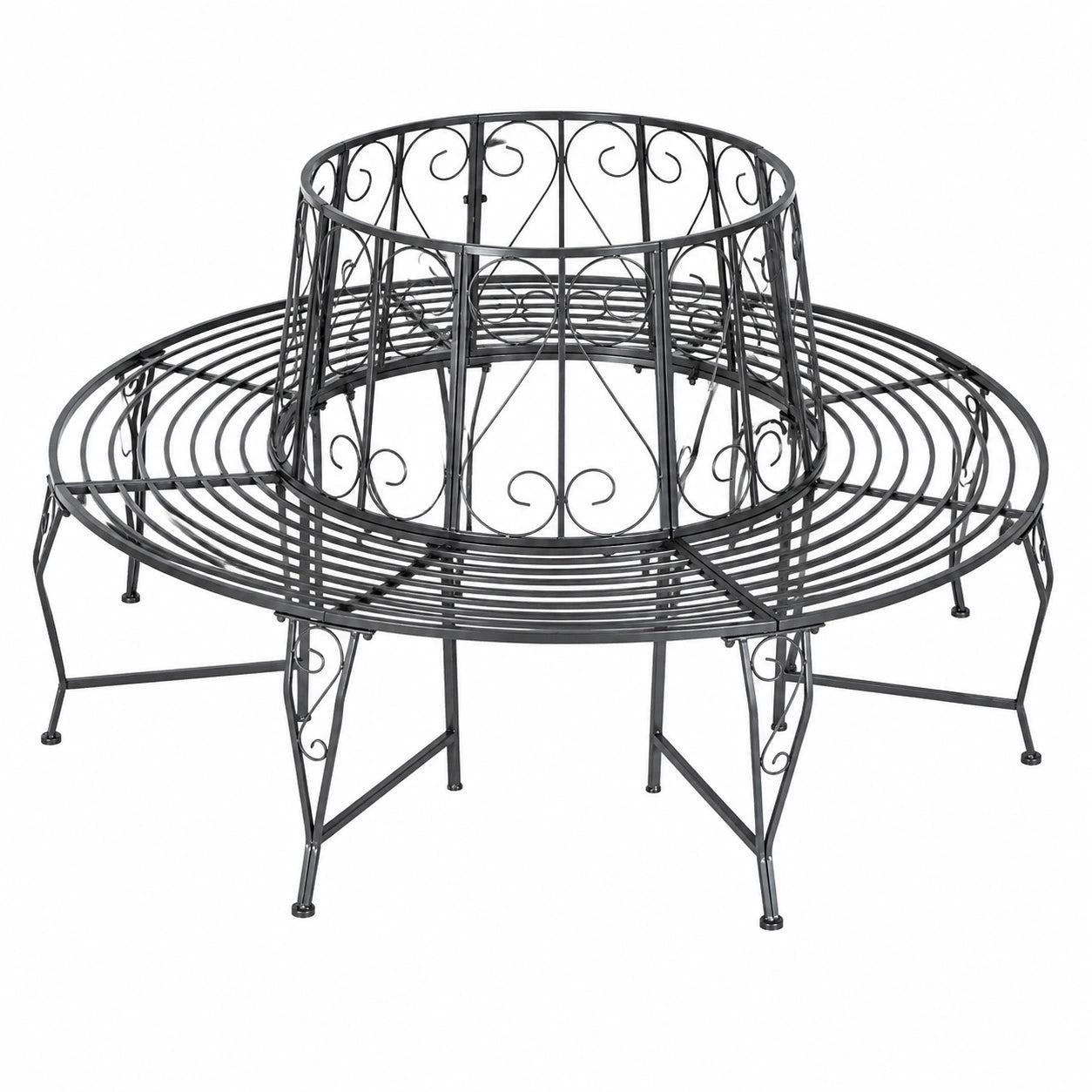 Outsunny Runde Gartenbank für Bäume, Metall, Ø160cm, 360° Design