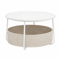 Moderner Runder Couchtisch mit Staufach und Metallrahmen