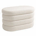 Blumtal Sitzbank mit Stauraum, ovaler Bouclé-Bezug, 76 x 42 x 42,5 cm - gepolsterter Hocker in Creme